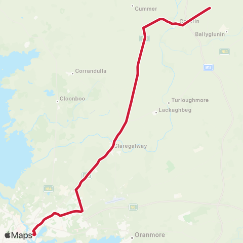 Bus Éireann Galway - Corofin Cross - Tuam map