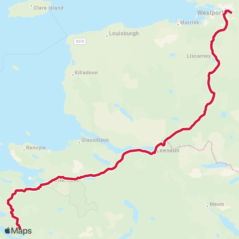 Bus Éireann Westport - Clifden map