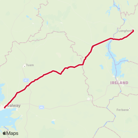 Bus Éireann Galway - Roscommon - Longford map