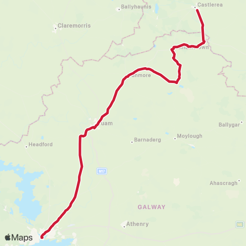 Bus Éireann Galway - Tuam - Castlerea map