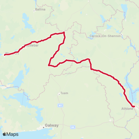 Bus Éireann Knock Airport - Westport - Dooagh map