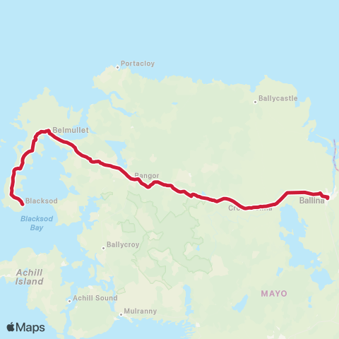 Bus Éireann Ballina - Blacksod map