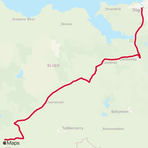 Bus Éireann Aclare - Coolaney - Sligo map