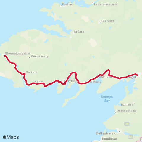 Bus Éireann Donegal - Killybegs - Glencolumbcille map
