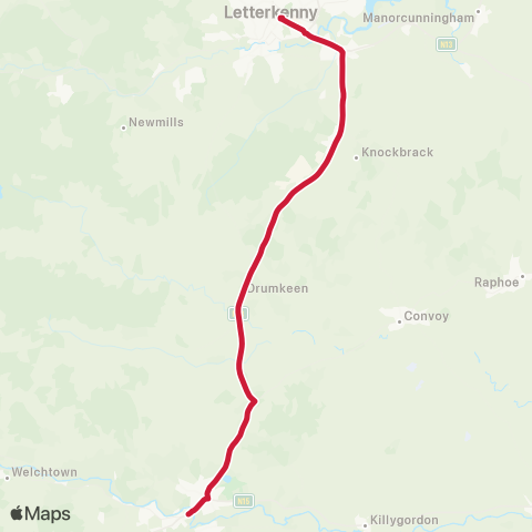 Bus Éireann Letterkenny - Ballybofey map
