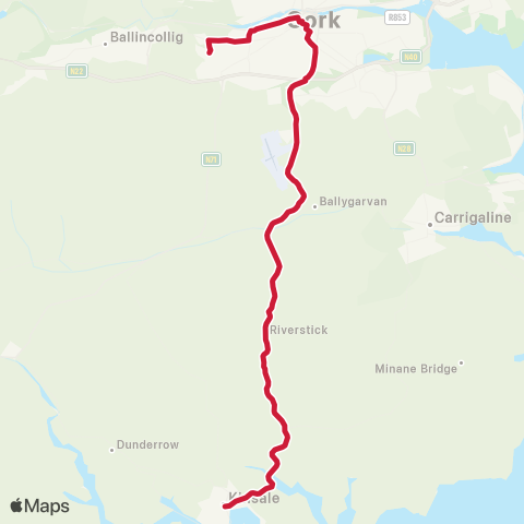 Bus Éireann Kinsale - UCC map