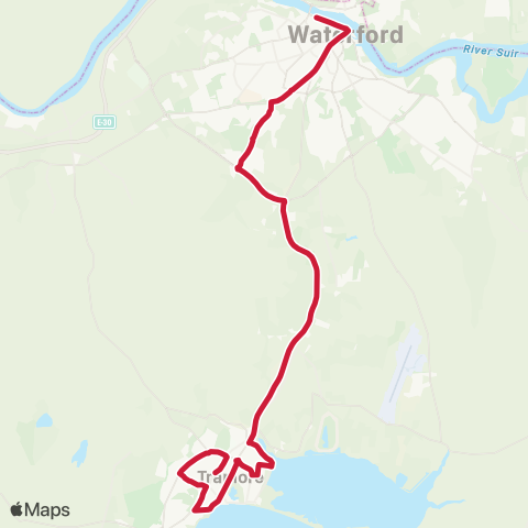 Bus Éireann Waterford - WIT - Tramore map