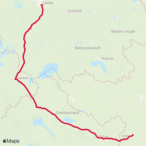 Bus Éireann Delvin - Granard - Cavan map