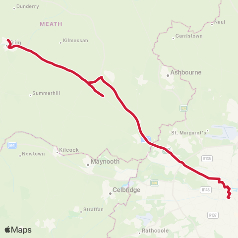 Bus Éireann Dublin express - Athboy - Clonmellon map