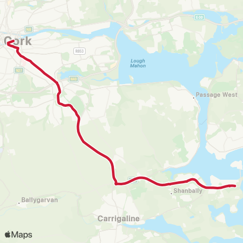 Bus Éireann South Mall - Haulbowline map