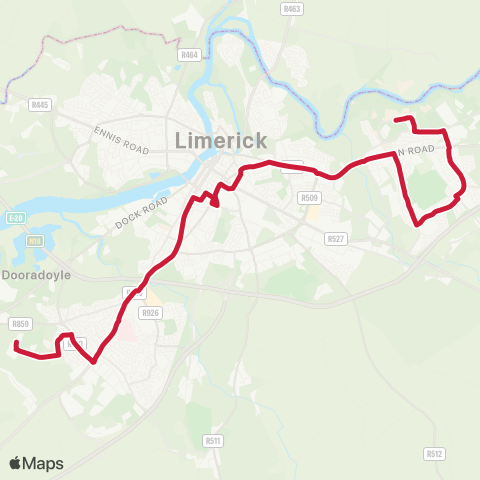 Bus Éireann Raheen - Bus Station - UL map