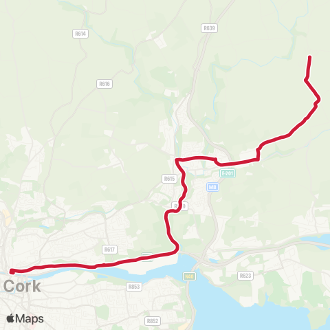 Bus Éireann Parnell Place - Knockraha map
