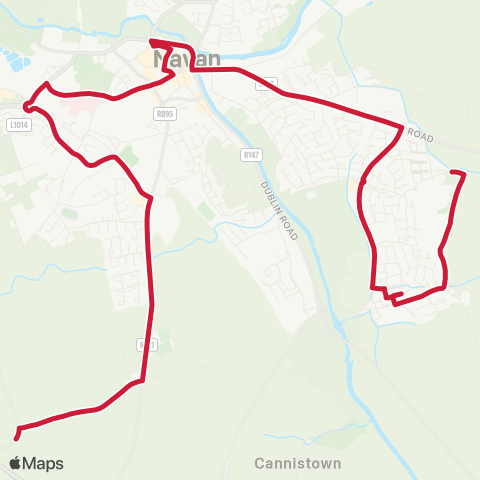 Bus Éireann Gainstown - Dunville Road map