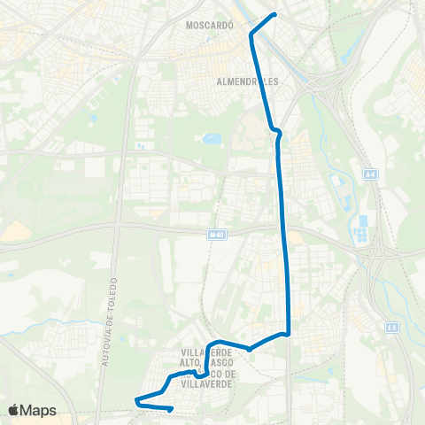 EMT Plaza de Legazpi - Villaverde Alto map