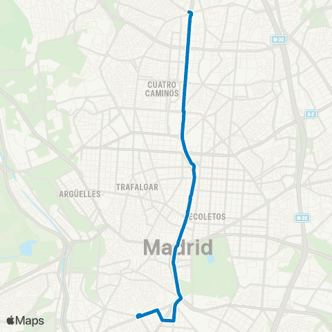 EMT Glorieta de Embajadores - Plaza de Castilla map