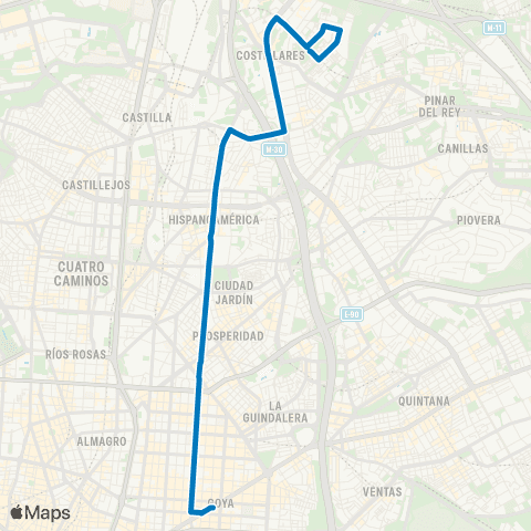 EMT Avenida de Felipe II - Manoteras map