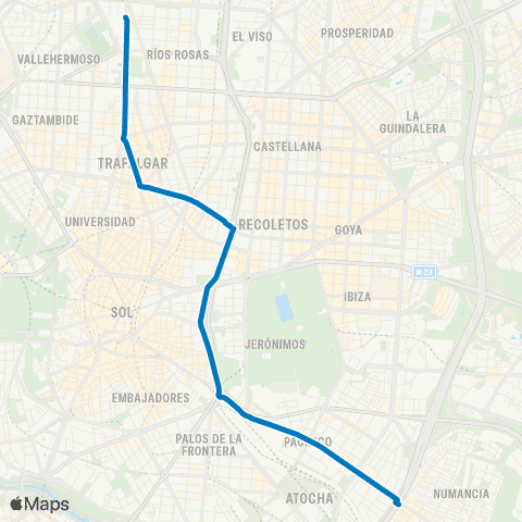 EMT Glorieta de Cuatro Caminos - Puente de Vallecas map