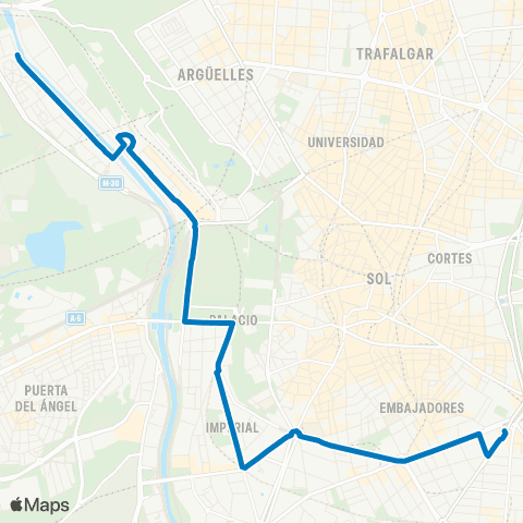 EMT Atocha - Colonia Manzanares map