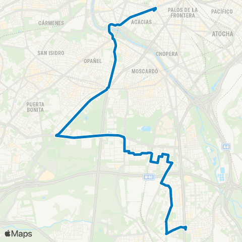 EMT Glorieta de Embajadores - Villaverde Cruce map