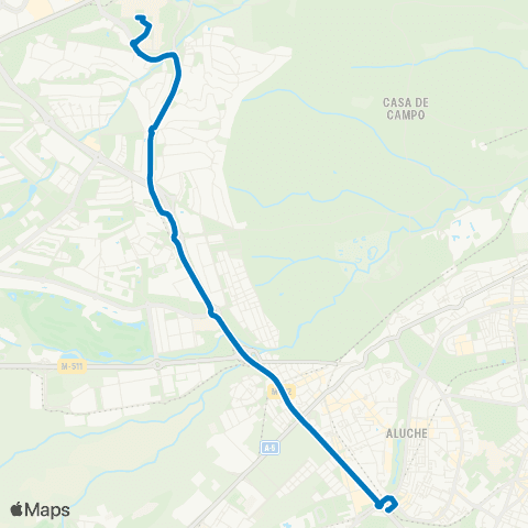 EMT Aluche - Campus de Somosaguas map
