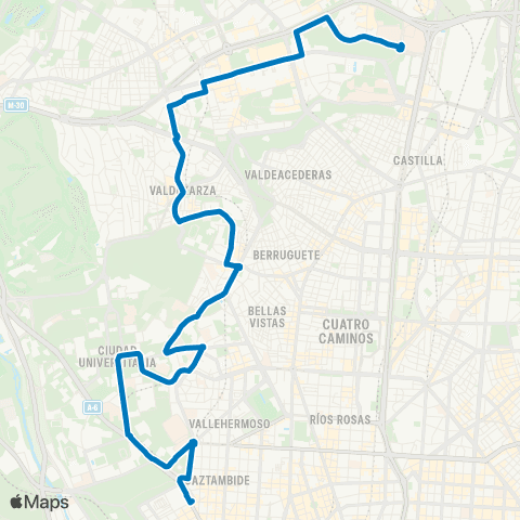 EMT Moncloa - Hospital la Paz map