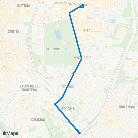 EMT Avenida de Felipe II - Mendez Alvaro map