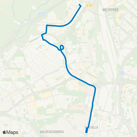 EMT Plaza de Castilla - Montecarmelo map