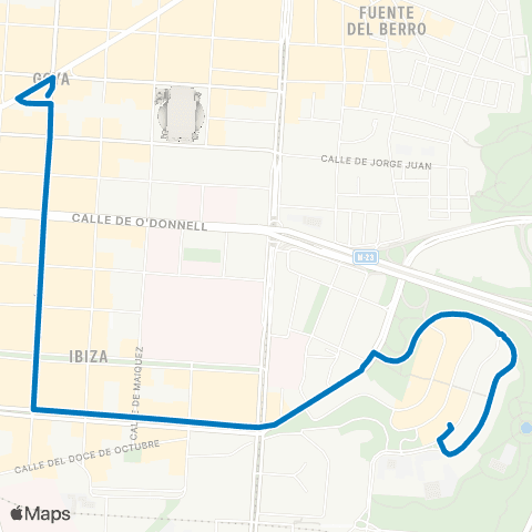 EMT Avenida de Felipe II - Parque de Roma map