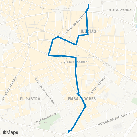 EMT Puerta del Sol / Sevilla - Glorieta de Embajadores map