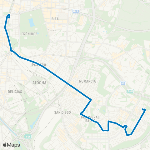 EMT Plaza de Cibeles - Palomeras map