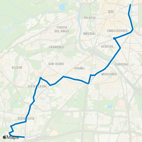 EMT Plaza de Cibeles - Carabanchel Alto map