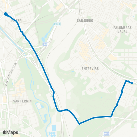 EMT Plaza de Legazpi - Estacion el Pozo map