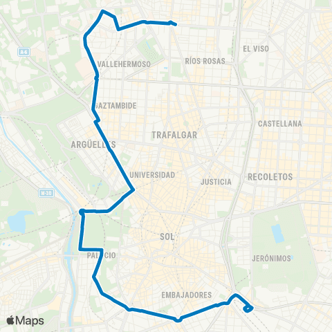 EMT Cuatro Caminos - Estacion de Atocha map