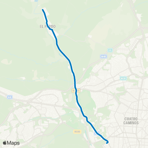 EMT Moncloa - el Pardo map