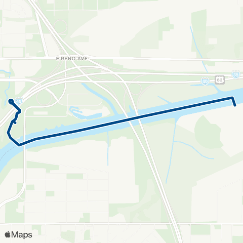 EMBARK East Route Oklahoma River Cruise map