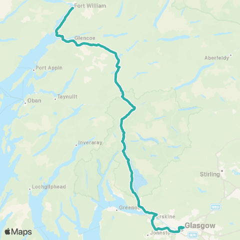 Ember Between Fort William and Glasgow map