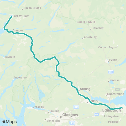 Ember Between Edinburgh and Fort William map