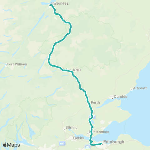 Ember Between Edinburgh and Inverness map