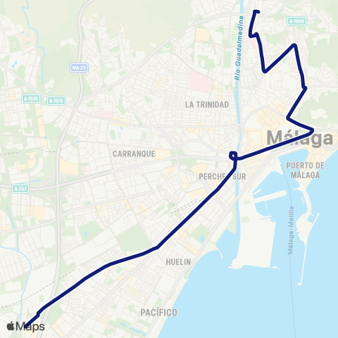 EMT Parque del Sur - Alameda Principal - San Andrés map