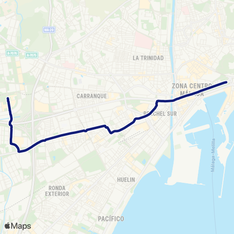 EMT Paseo del Parque - Cruz Humilladero - Cortijo Alto map