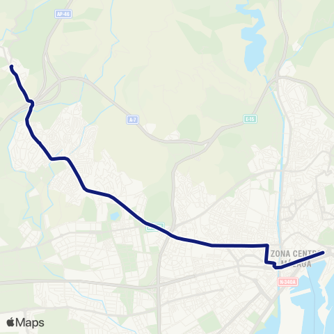 EMT Paseo del Parque - Carlos Haya - Puerto de la  Torre map