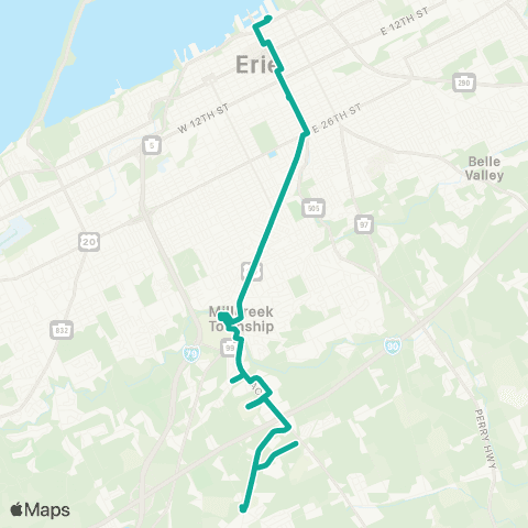 The 'e' Peach Street map