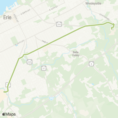 The 'e' E 38th Street map