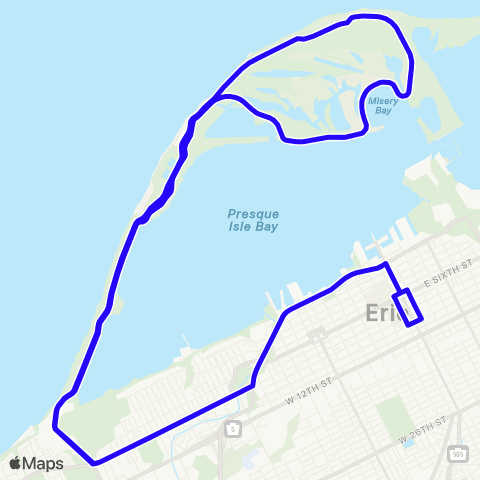 The 'e' Presque Isle Express map