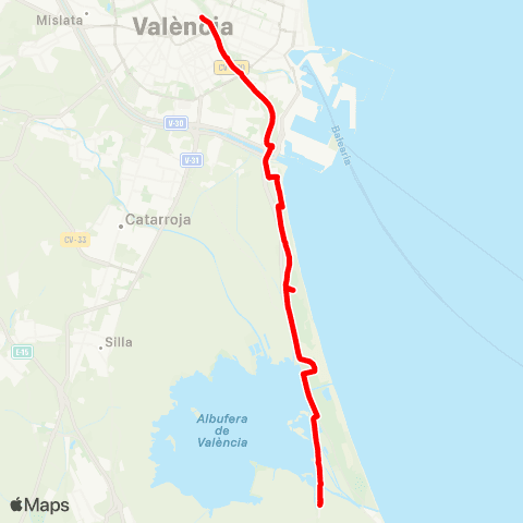 EMT Porta de la Mar - el Saler / el Palmar map