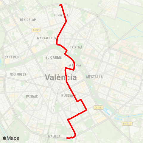 EMT Torrefiel - Hospital la Fe map