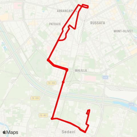 EMT Estació del Nord - la Torre - Sedaví - F. Alcedo map