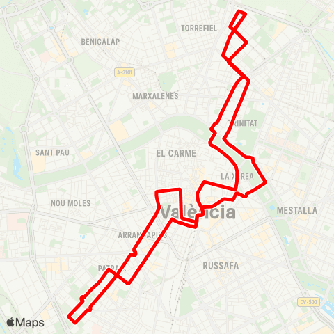 EMT Patraix - Els Orriols map
