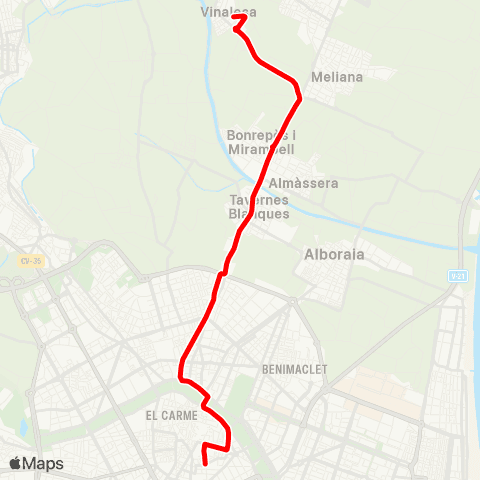 EMT Vinalesa - Poeta Querol map