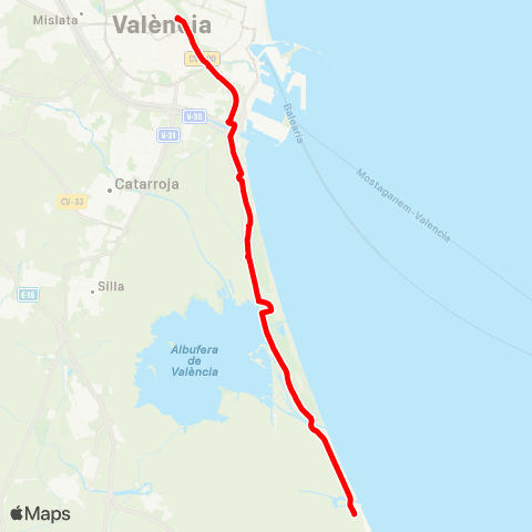 EMT Porta de la Mar - el Saler / el Perelló map